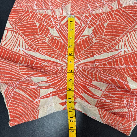 By Egreis Palm Tree Print Shorts Orange & Cream Boho Pull-On with Pockets Medium - Picture 8 of 10